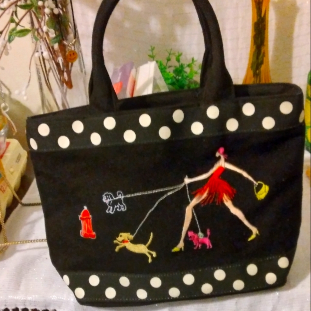 ORIGINAL VINTAGE.."TIANNI" LADY DOGGY STYLE NYLON HANDBAG
